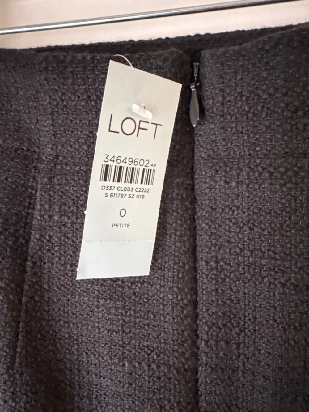 Loft Petite Tweed Admiral Shift Skirt, Black, Sz 0P, NWT